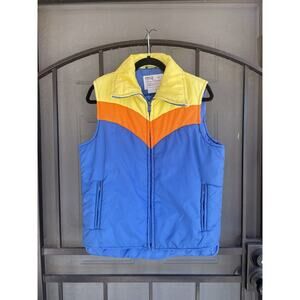 Vintage 1970s Montgomery Ward Tri-color Puffy ski Vest- tagged size 20